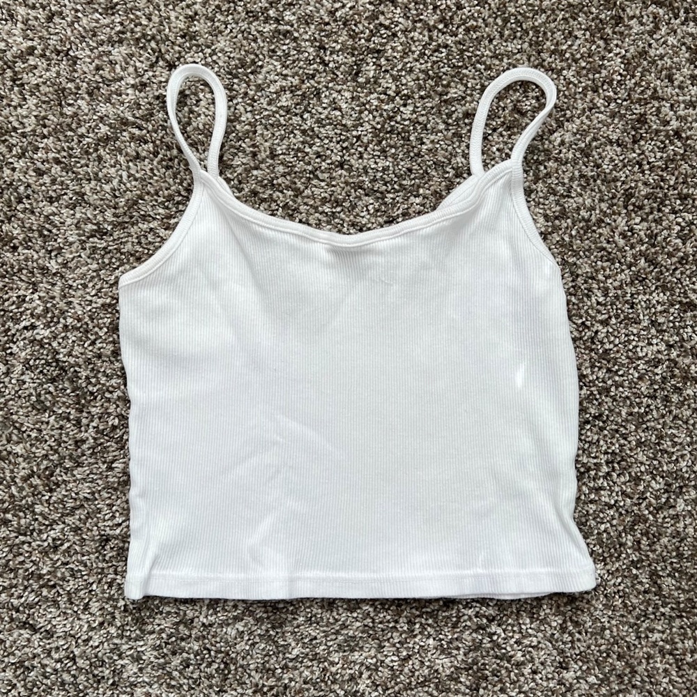 Brandy Melville (John Galt) White Cropped Tank Top
